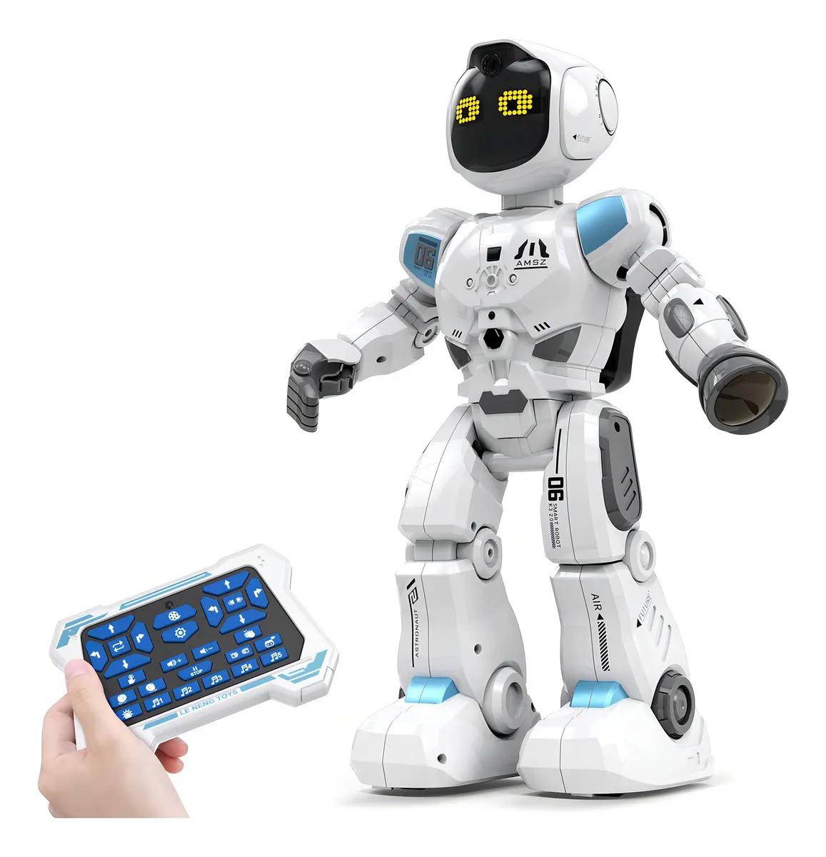 Robô Interativo Musical Luz E Som Anda Dança Controle Remoto Cor Branco