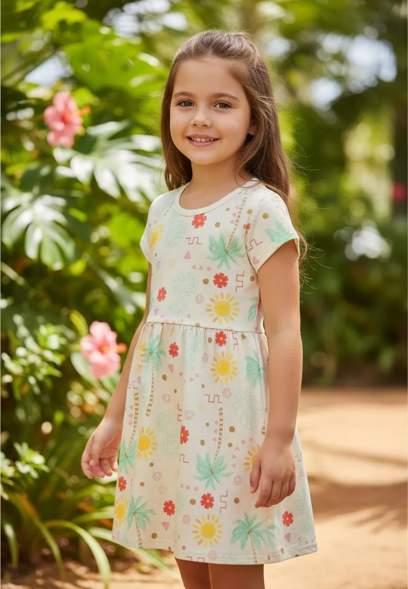 Vestido Infantil Menina Estampado Brandili