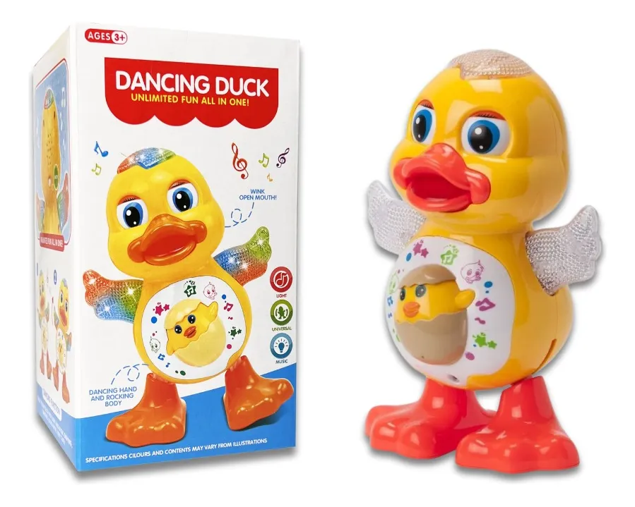 Patinho Dançante Musical Com Luz Brinquedo Infantil Amarelo